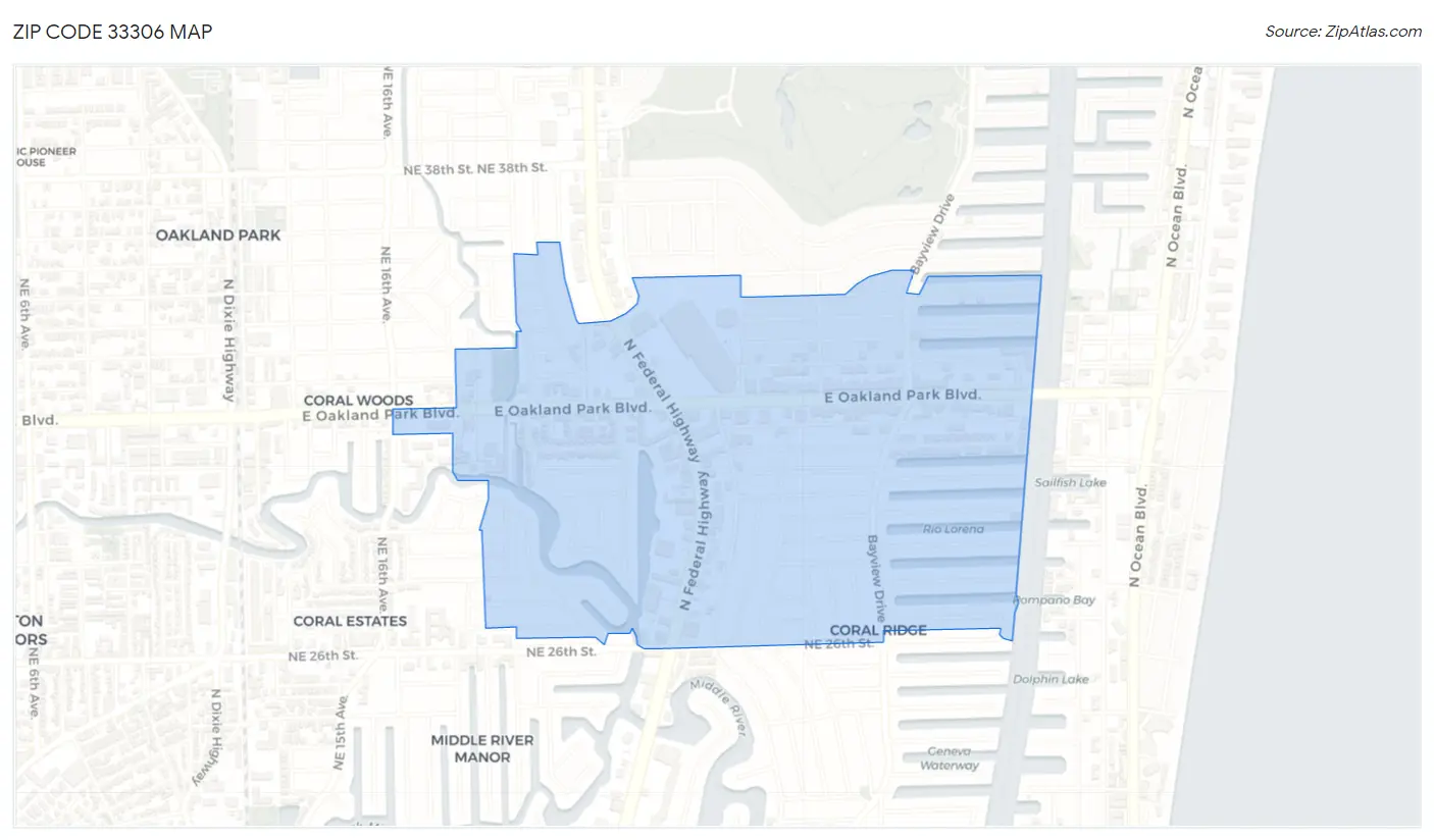 Zip Code 33306 Map