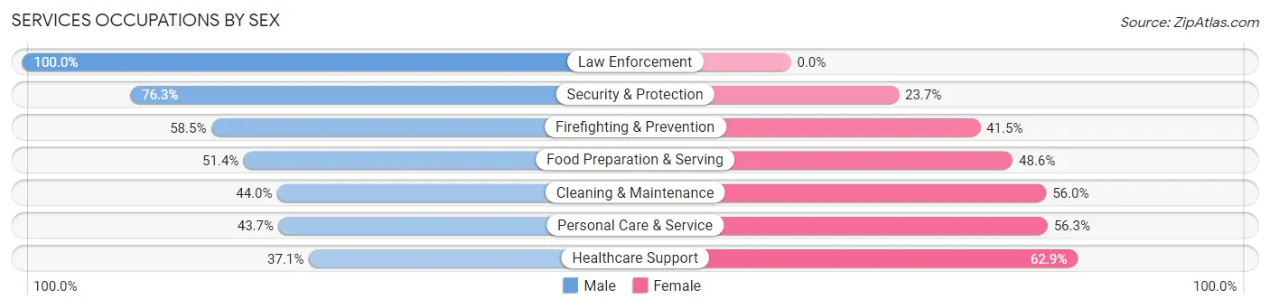 Services Occupations by Sex in Zip Code 33330