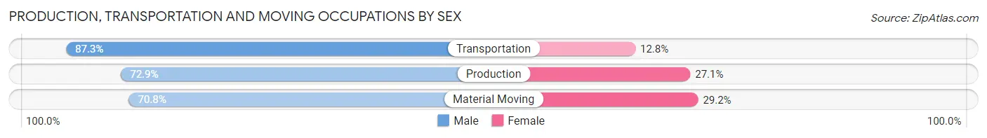 Production, Transportation and Moving Occupations by Sex in Zip Code 33334