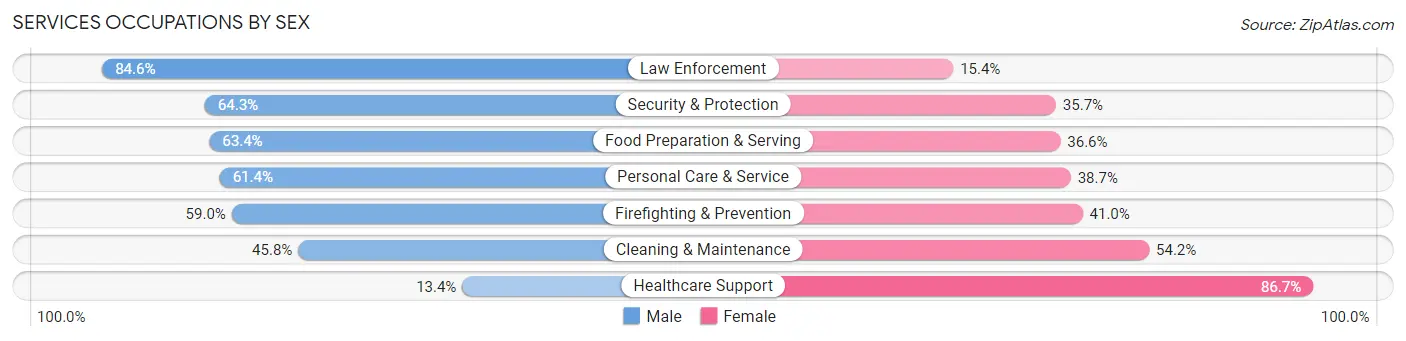 Services Occupations by Sex in Zip Code 33334