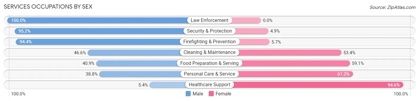 Services Occupations by Sex in Zip Code 33415
