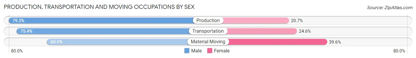 Production, Transportation and Moving Occupations by Sex in Zip Code 33417
