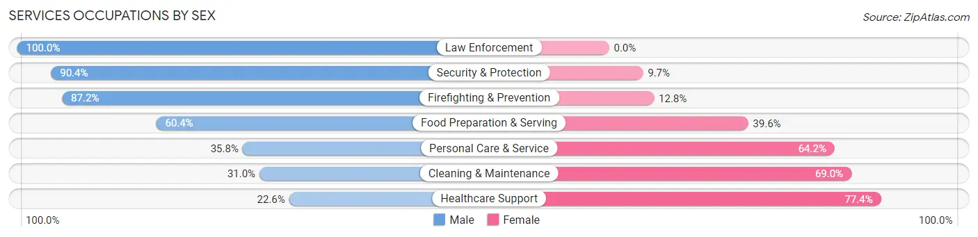 Services Occupations by Sex in Zip Code 33433