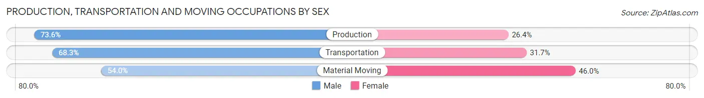 Production, Transportation and Moving Occupations by Sex in Zip Code 33455