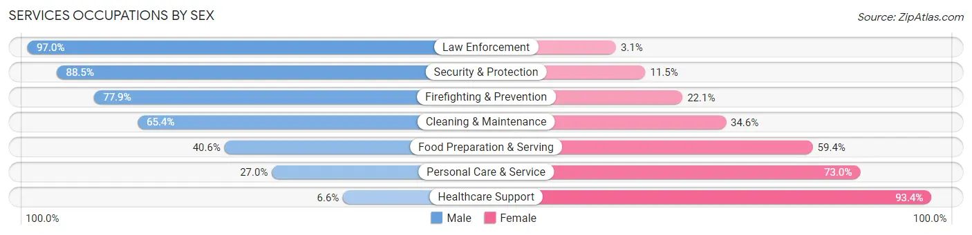 Services Occupations by Sex in Zip Code 33510