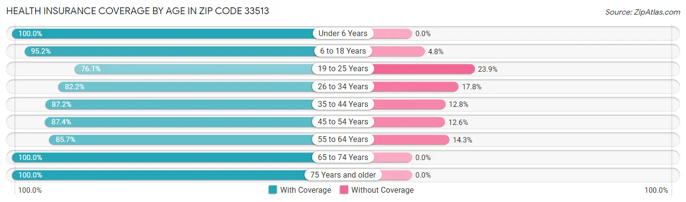 Health Insurance Coverage by Age in Zip Code 33513