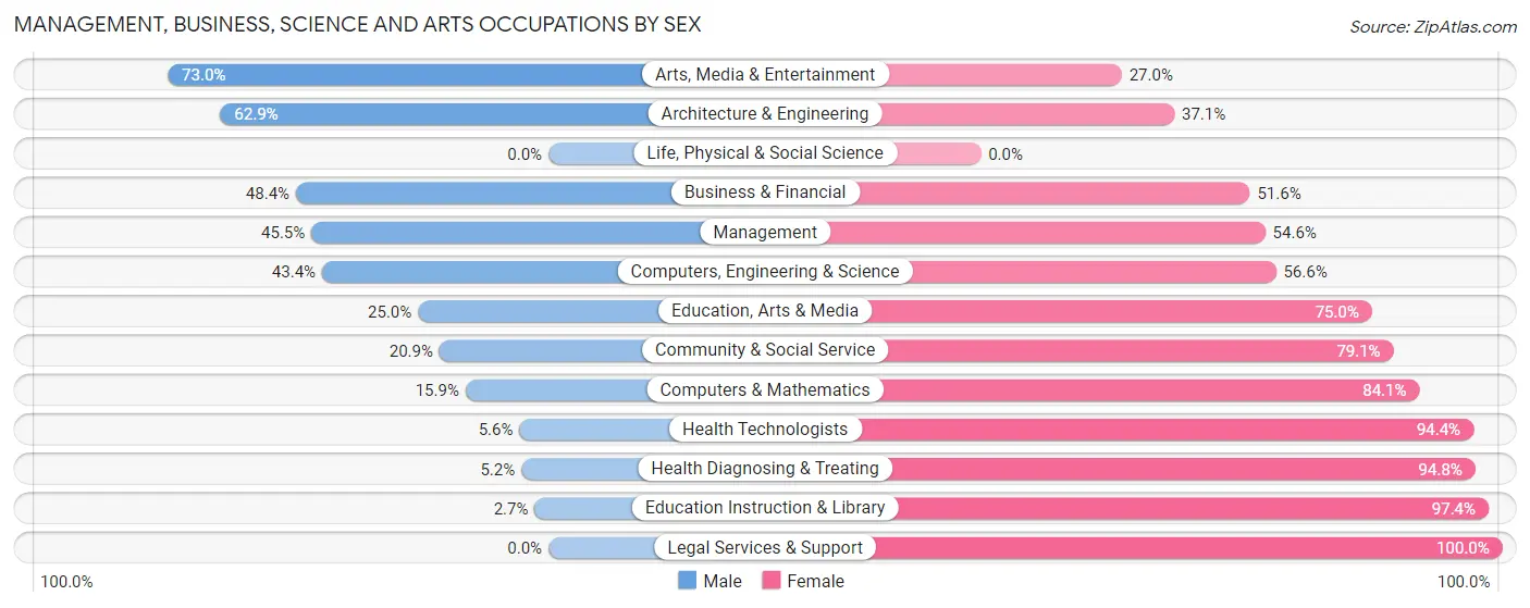 Management, Business, Science and Arts Occupations by Sex in Zip Code 33513
