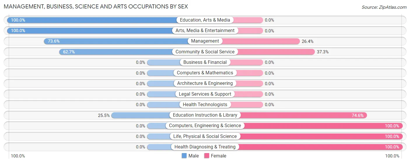 Management, Business, Science and Arts Occupations by Sex in Zip Code 33514