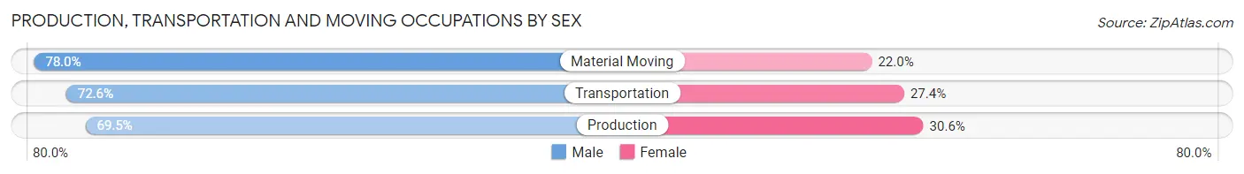 Production, Transportation and Moving Occupations by Sex in Zip Code 33527