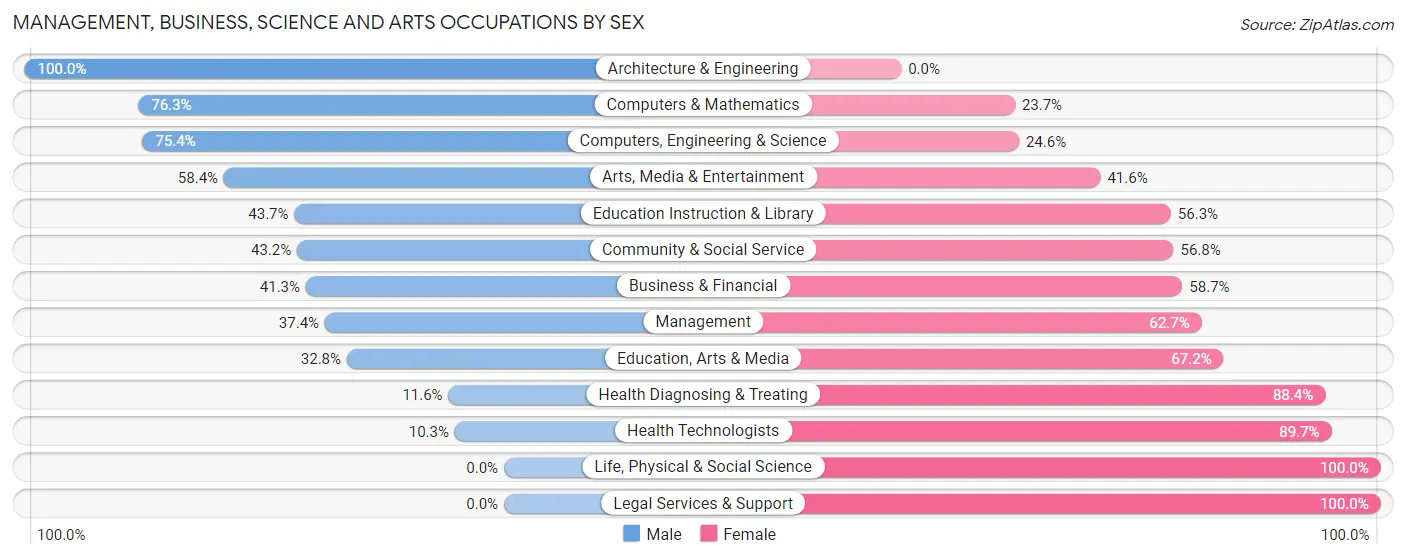 Management, Business, Science and Arts Occupations by Sex in Zip Code 33542
