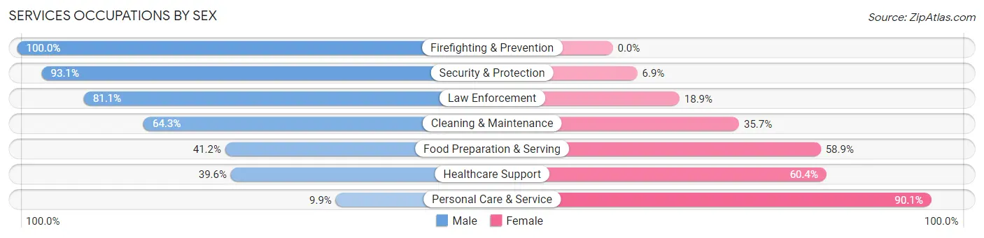 Services Occupations by Sex in Zip Code 33556