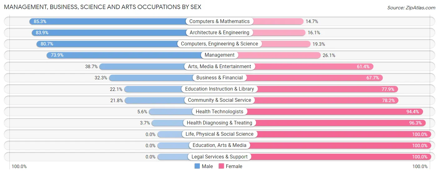 Management, Business, Science and Arts Occupations by Sex in Zip Code 33565