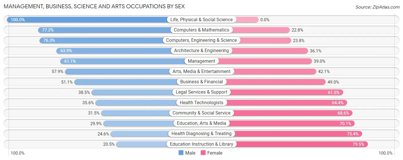 Management, Business, Science and Arts Occupations by Sex in Zip Code 33566
