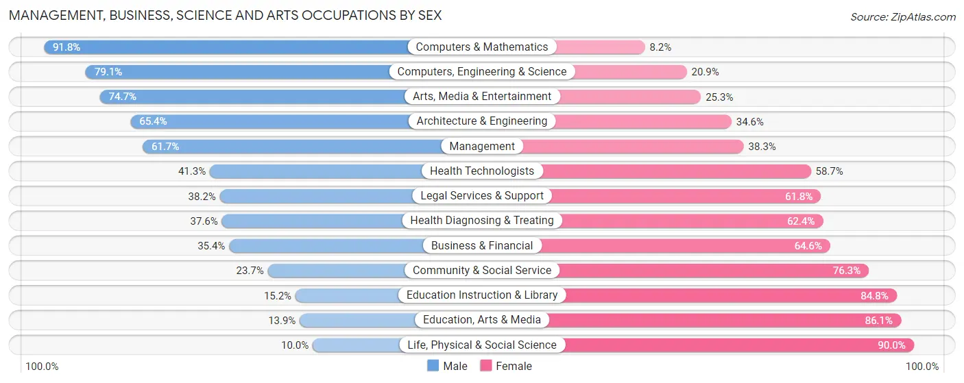 Management, Business, Science and Arts Occupations by Sex in Zip Code 33569