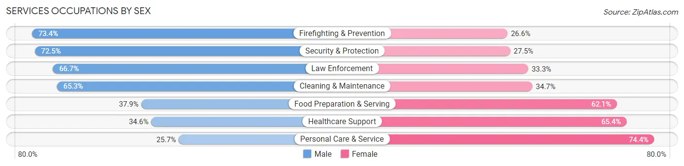 Services Occupations by Sex in Zip Code 33570