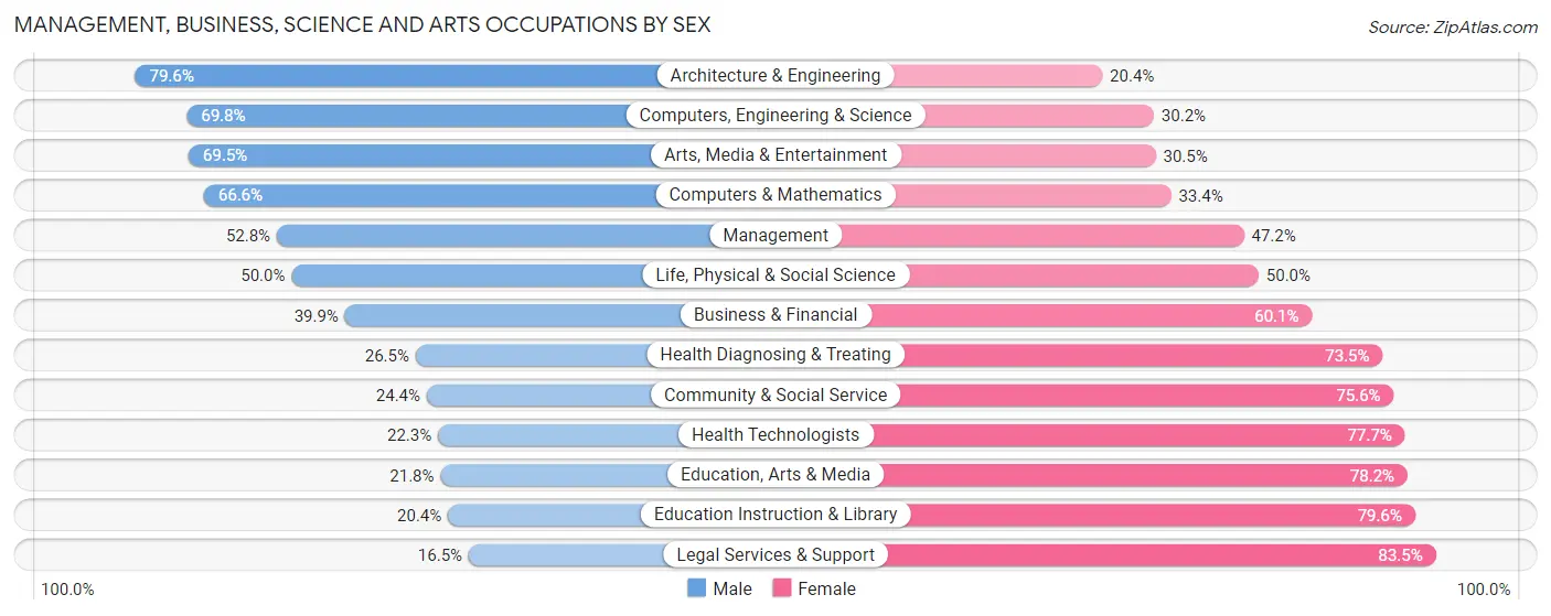 Management, Business, Science and Arts Occupations by Sex in Zip Code 33578