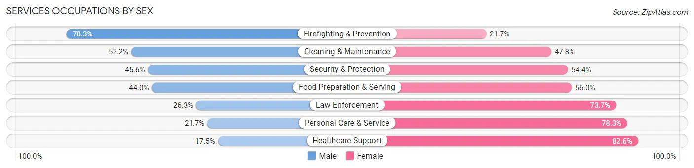 Services Occupations by Sex in Zip Code 33578
