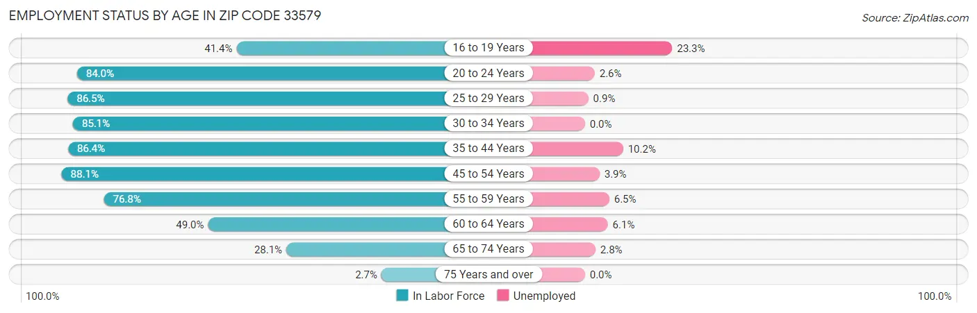 Employment Status by Age in Zip Code 33579