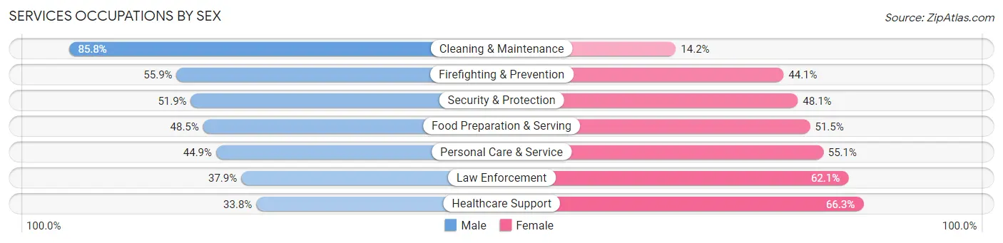 Services Occupations by Sex in Zip Code 33592