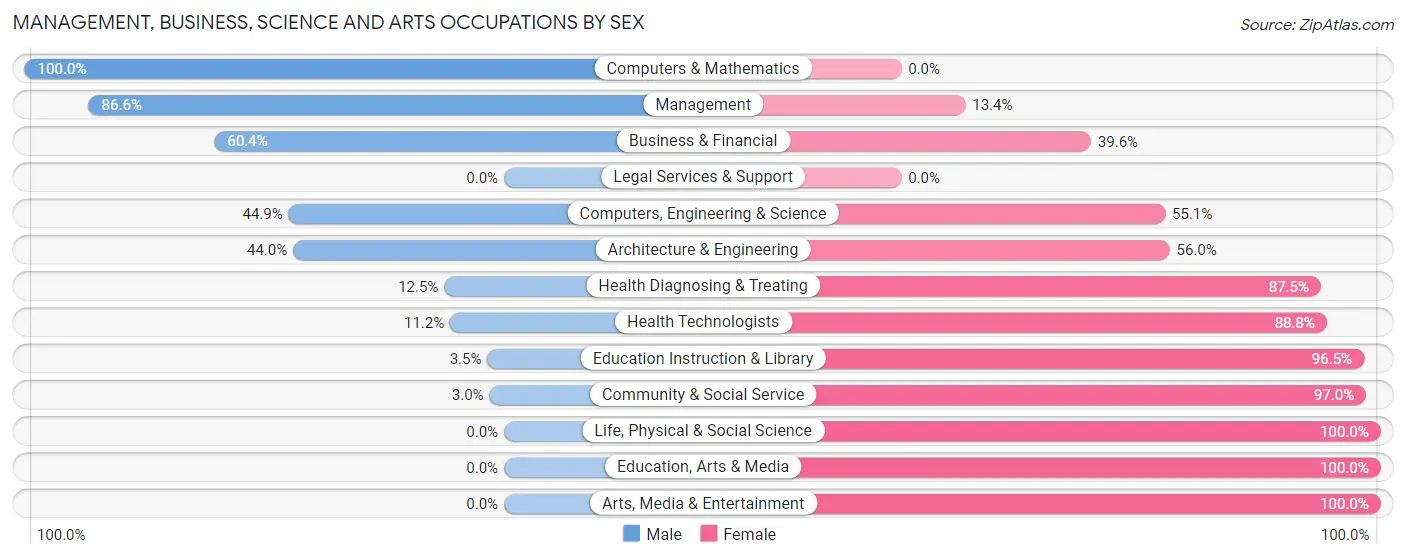 Management, Business, Science and Arts Occupations by Sex in Zip Code 33597