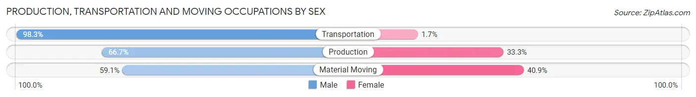 Production, Transportation and Moving Occupations by Sex in Zip Code 33597