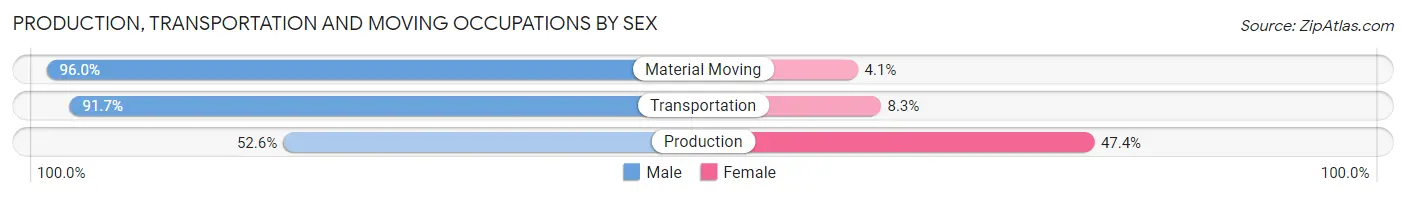 Production, Transportation and Moving Occupations by Sex in Zip Code 33602