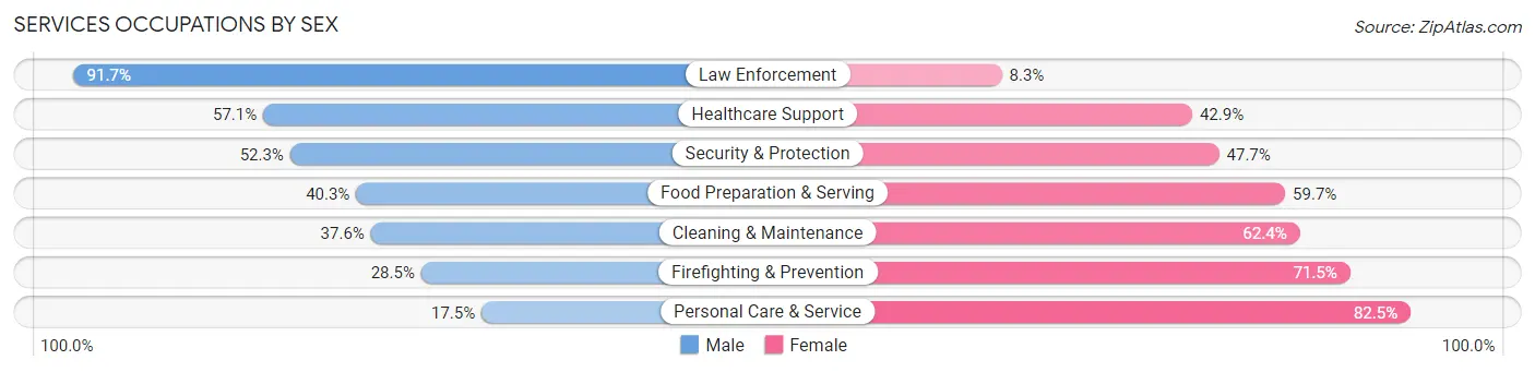 Services Occupations by Sex in Zip Code 33606