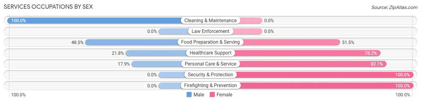 Services Occupations by Sex in Zip Code 33620