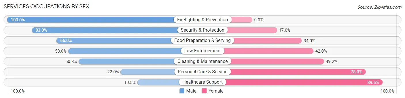 Services Occupations by Sex in Zip Code 33637