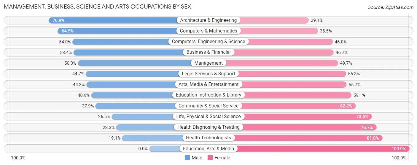 Management, Business, Science and Arts Occupations by Sex in Zip Code 33703