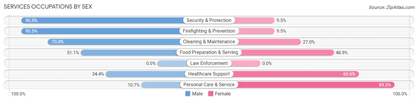 Services Occupations by Sex in Zip Code 33706