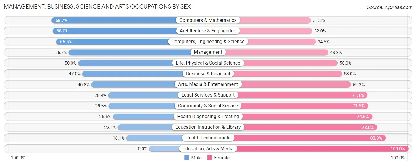 Management, Business, Science and Arts Occupations by Sex in Zip Code 33707