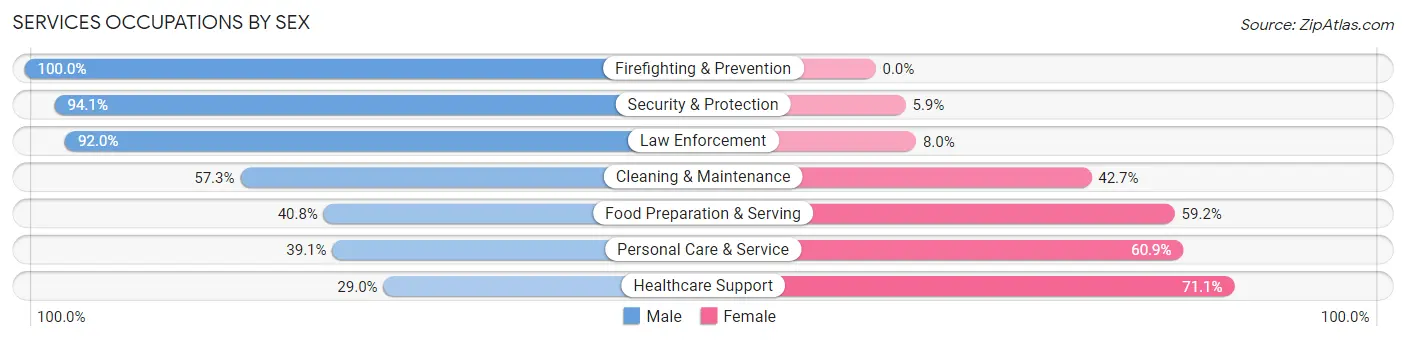 Services Occupations by Sex in Zip Code 33708