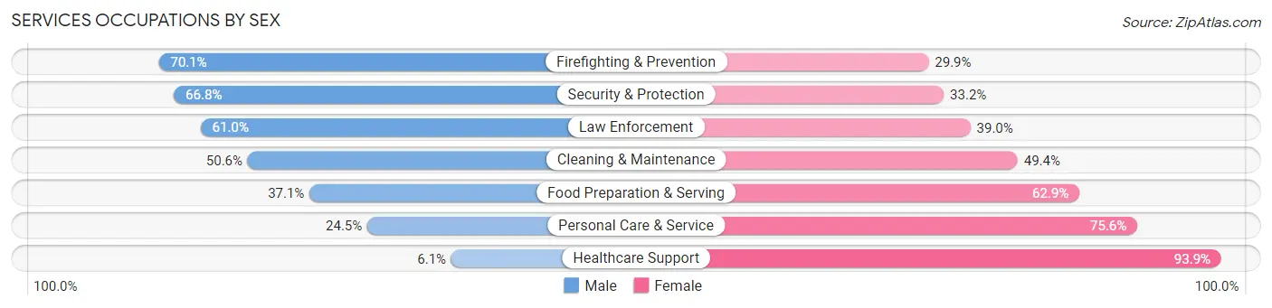 Services Occupations by Sex in Zip Code 33770