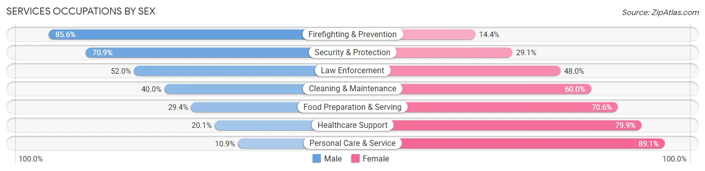 Services Occupations by Sex in Zip Code 33771