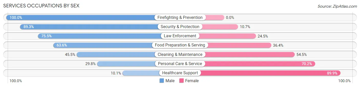 Services Occupations by Sex in Zip Code 33773