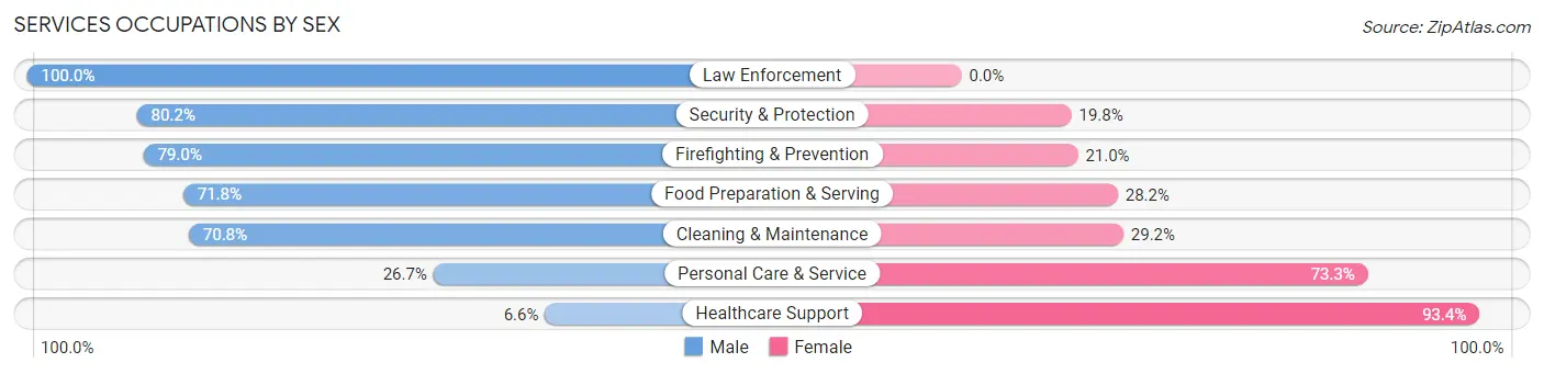 Services Occupations by Sex in Zip Code 33774