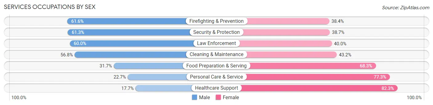 Services Occupations by Sex in Zip Code 33777