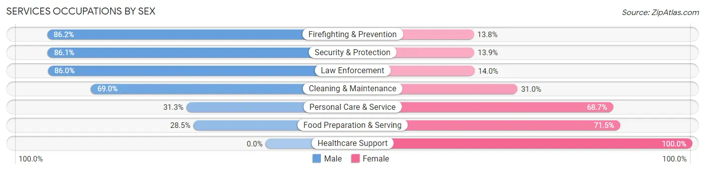 Services Occupations by Sex in Zip Code 33810