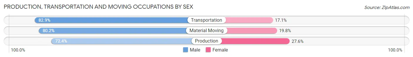 Production, Transportation and Moving Occupations by Sex in Zip Code 33813