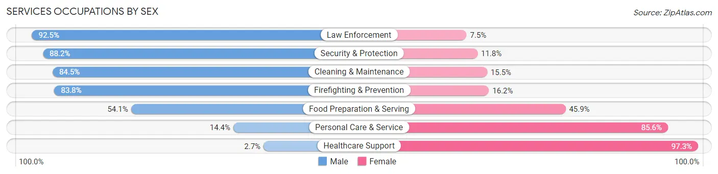 Services Occupations by Sex in Zip Code 33813