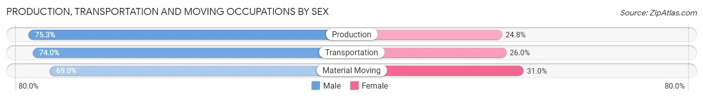 Production, Transportation and Moving Occupations by Sex in Zip Code 33830