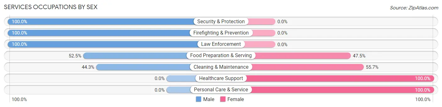 Services Occupations by Sex in Zip Code 33834