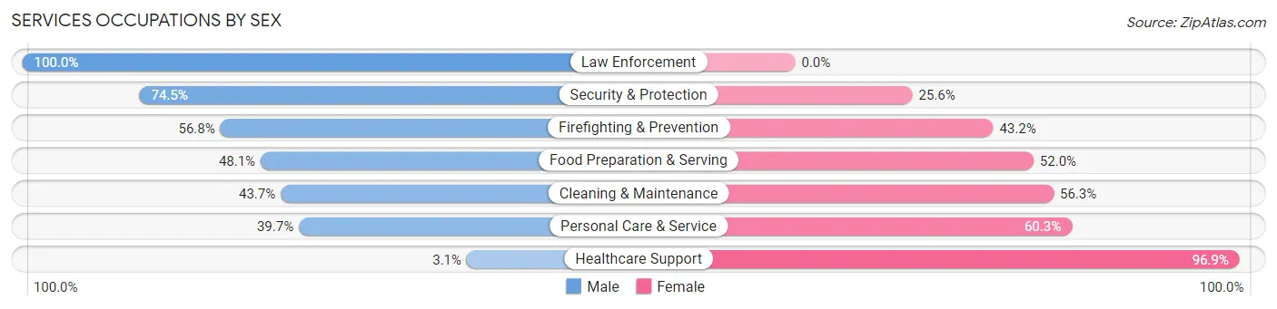 Services Occupations by Sex in Zip Code 33837