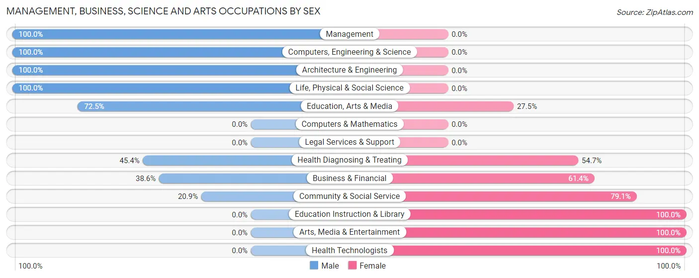 Management, Business, Science and Arts Occupations by Sex in Zip Code 33839