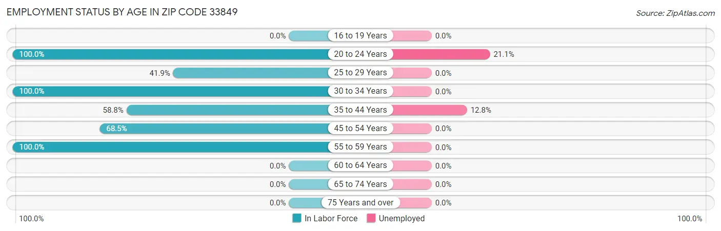 Employment Status by Age in Zip Code 33849