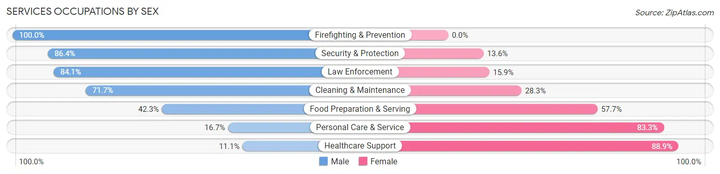 Services Occupations by Sex in Zip Code 33852