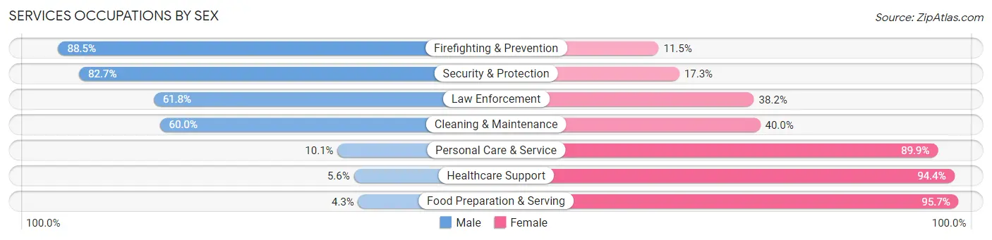 Services Occupations by Sex in Zip Code 33868