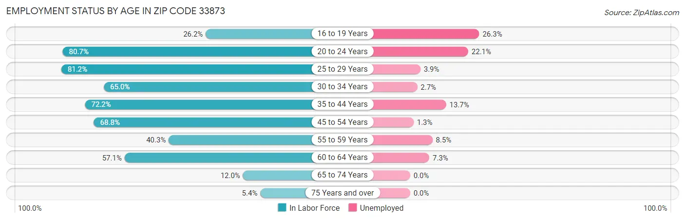 Employment Status by Age in Zip Code 33873