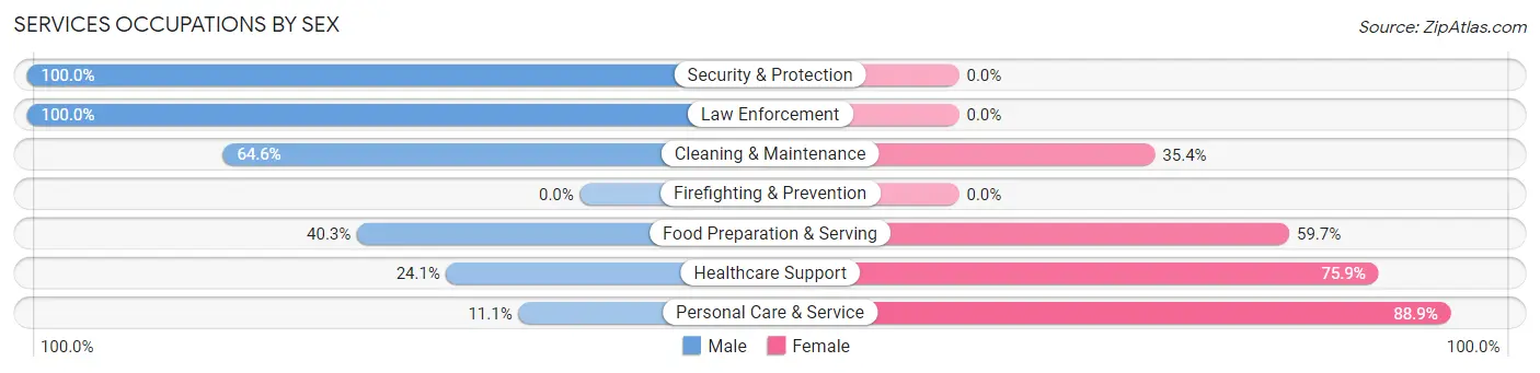 Services Occupations by Sex in Zip Code 33876